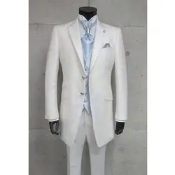 Смокинг для Свадебная официальная одежда жениха белые мужские slim fit из трех частей 2019