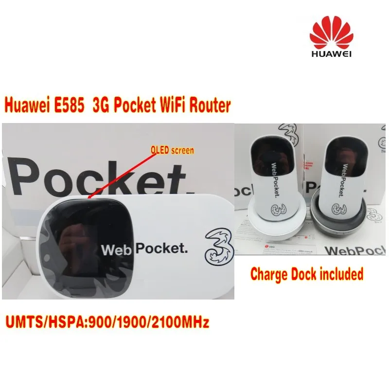 Разблокированный huawei E585 3g 850/900/2100 МГц Карманный Wi-Fi роутер Мобильная компиляция java-приложений! 3g модем с док-станцией, сатиновый низ