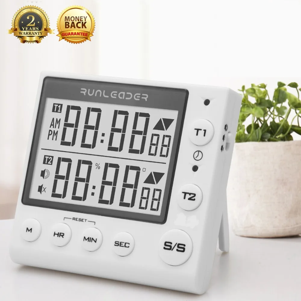 

Kitchen Timer Digital Countdown Timer 2 Channel Flashing LED for Lab Electronic Kitchen Homework Exercise Gym Workout Cooking