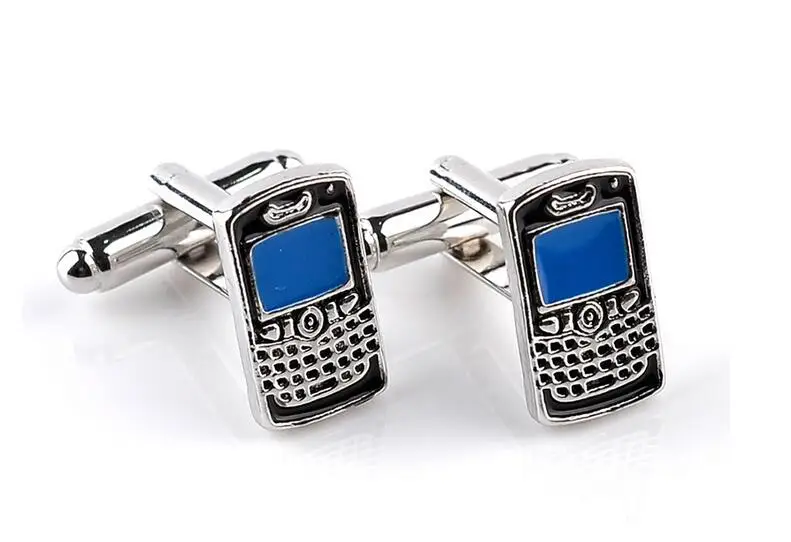 

one pair popualr alloy blue enamel cellphone pendant men's shirt/suit cufflinks xyc198