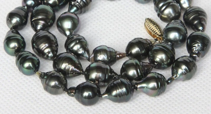 

ddh003810 GENUINE BAROQUE BLACK SOUTH SEA TAHITIAN PEARL NECKLACE 14K