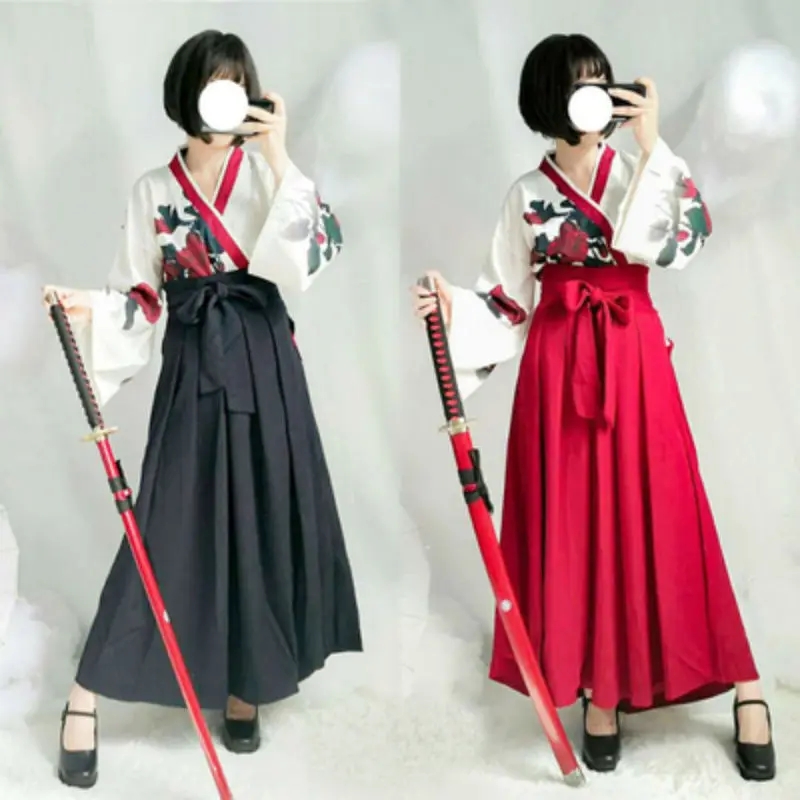 

Japanese Women Kimono Cardigan Bandage Kimonos Riding Coat Yukata Large Sleeve Wind High Waist Blet Dresses Cosplay Costumes