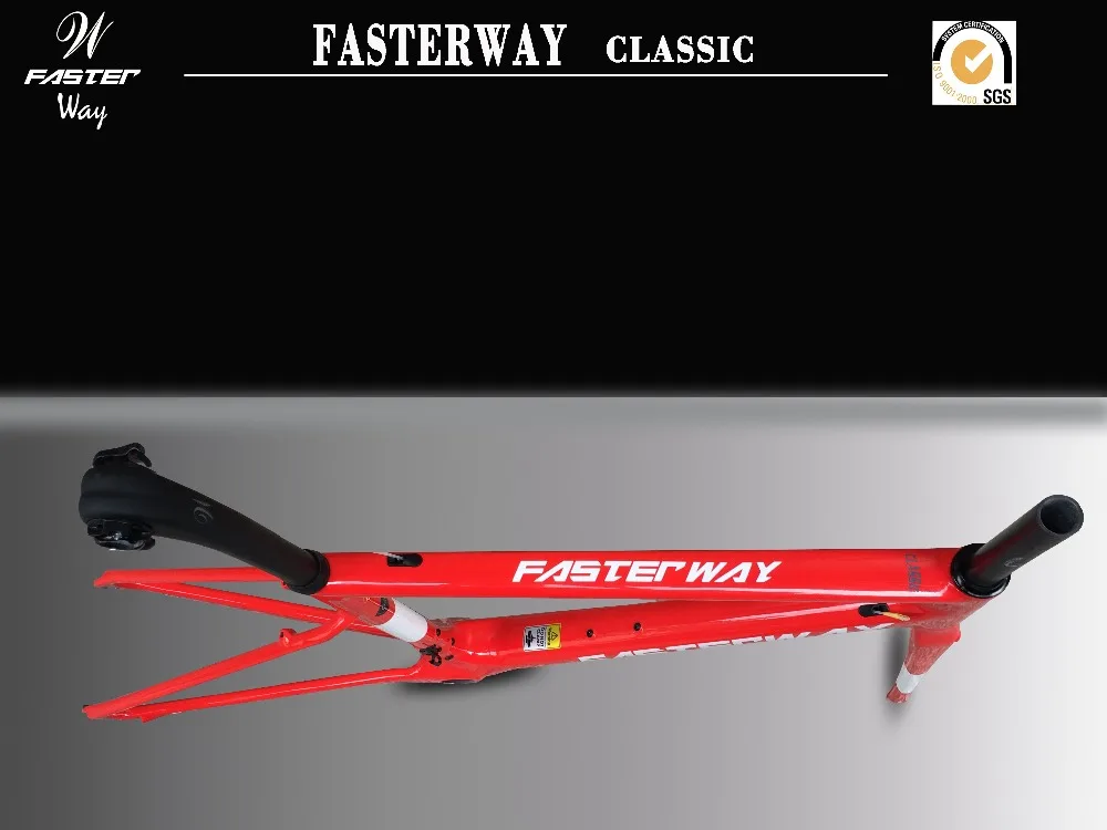 Excellent taiwan brand FASTERWAY classic full red with the whtie decals super light carbon bike frame:Frameset+Seatpost+Fork+Clamp+Headset 5