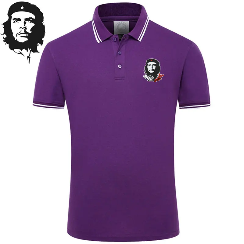 13 цветов Мужская футболка простой стиль сплошной цвет Че Гевара вышивка хлопок короткий рукав пуловеры повседневные футболки мужские топы - Цвет: Purple