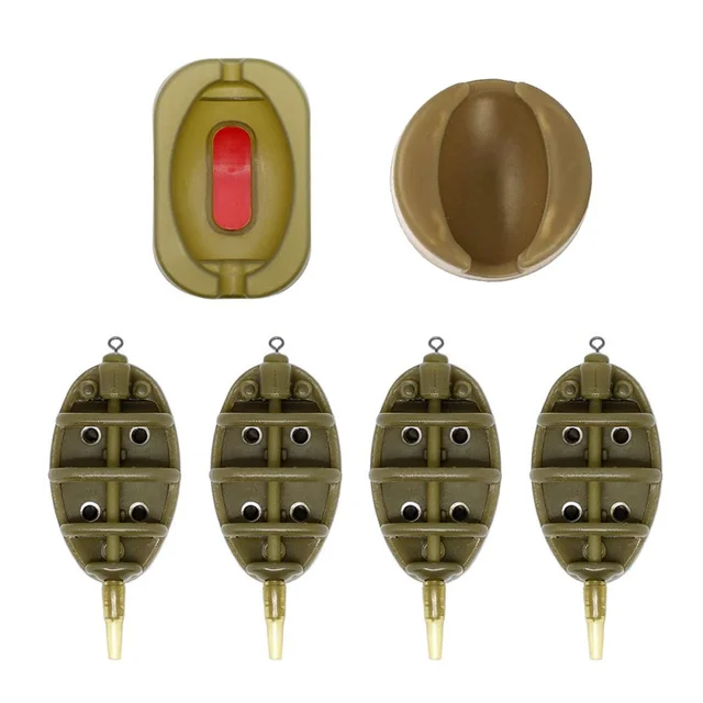 US $4.42 Carp Fishing Inline Flat Method Feeder 4 Feeders 15/20/25/35g 30/35/50/60g Mould Set for Carp Fishi