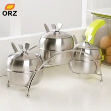 ОРЗ 7 шт./компл. Кухня поставки Apple Форма Нержавеющая сталь приправа горшок Емкость для специй соль сахарница сервировочный банки горшок ложки