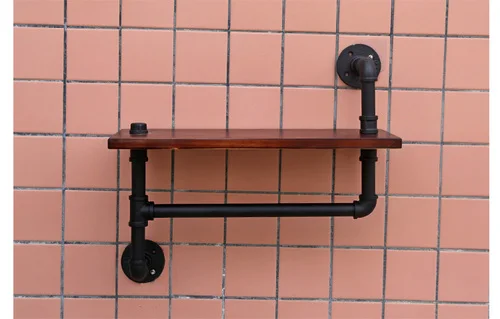 Ретро Железный держатель для туалетной бумаги для ванной комнаты отеля бумажные салфетки в рулонах подвесной стеллаж деревянная полка настенные полки для ванной комнаты - Цвет: 50cm