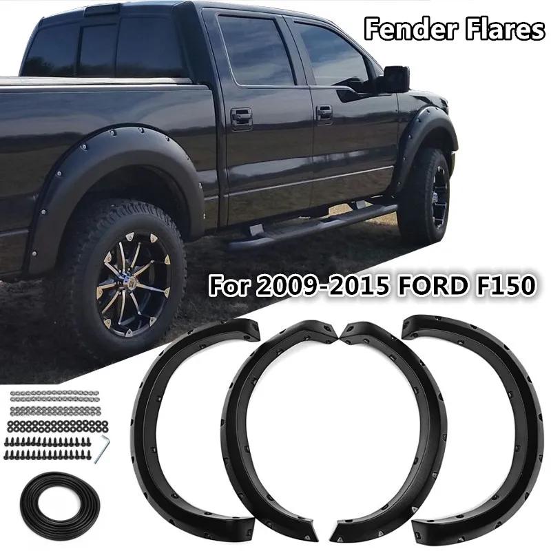 

4in1 Wheel Eyebrow Kit Wheel Eyebrow For Ford 2009-2014 F150 Black For Fender Flares Offroad Wheel Cover Arches Paintable
