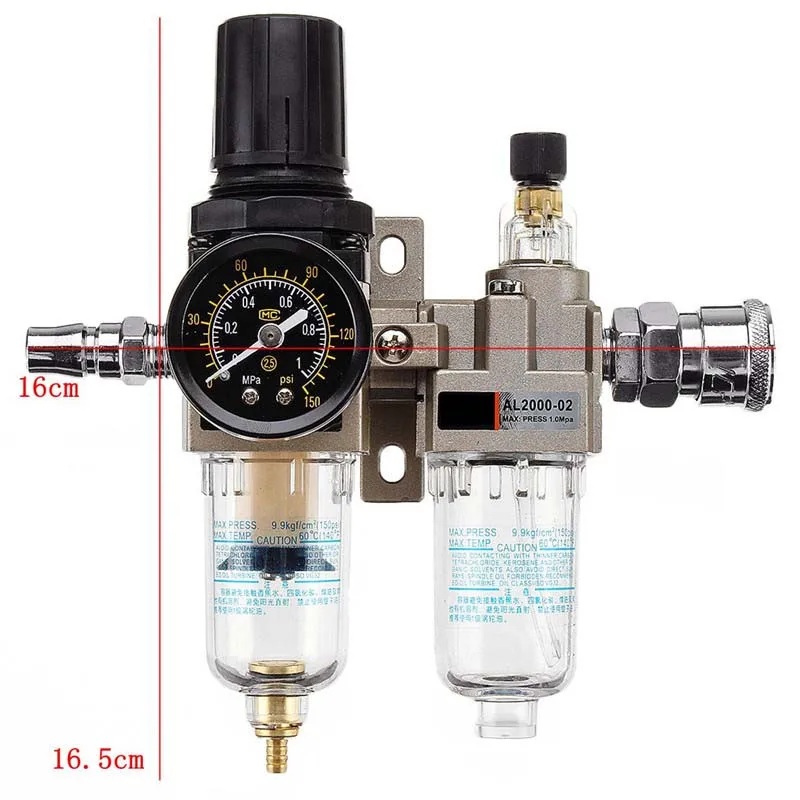 Comprar 150Psi suministro Manual de drenaje bomba de aire compresor de aire regulador de filtro de aceite neumático separador de agua AC2010 02 de dos piezas