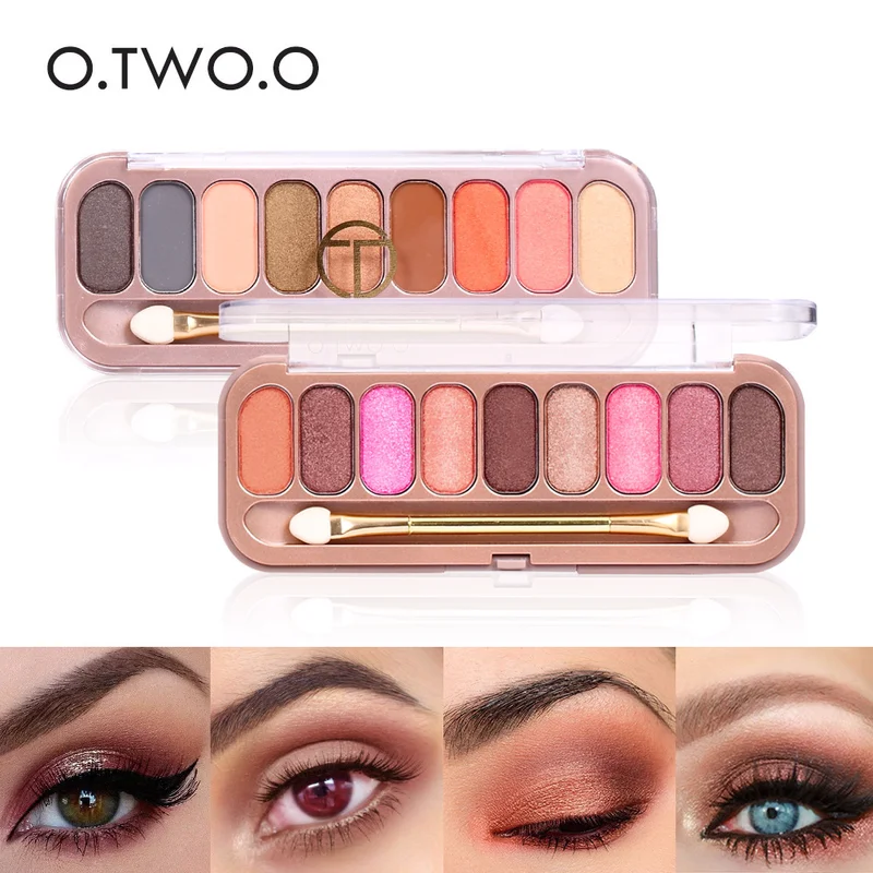 

O.TWO.O 9 colors Eye Shadow with Eyebrow Brush Combination Palette Waterproof Durable Coloring Female Girl Favorite Gift