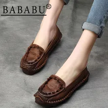 Женская обувь большого размера плюс в стиле ретро; женские лоферы ручной работы на мягкой подошве; женская обувь из натуральной кожи на плоской подошве