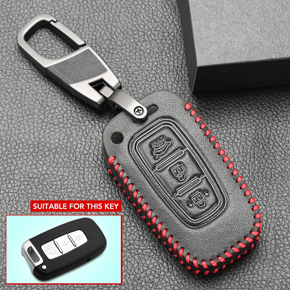 Leather Car Key Case Cover For KIA Sportage Optima Soul Azera Sorento Protection Key Shell Skin Bag Only Case