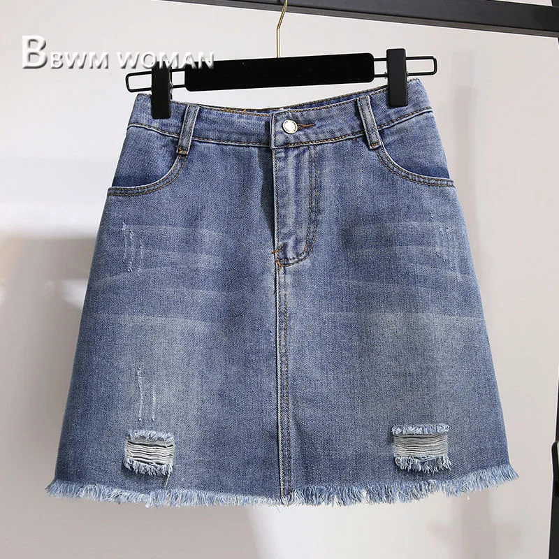 Женские комплекты из блузки и джинсовой юбки размера плюс