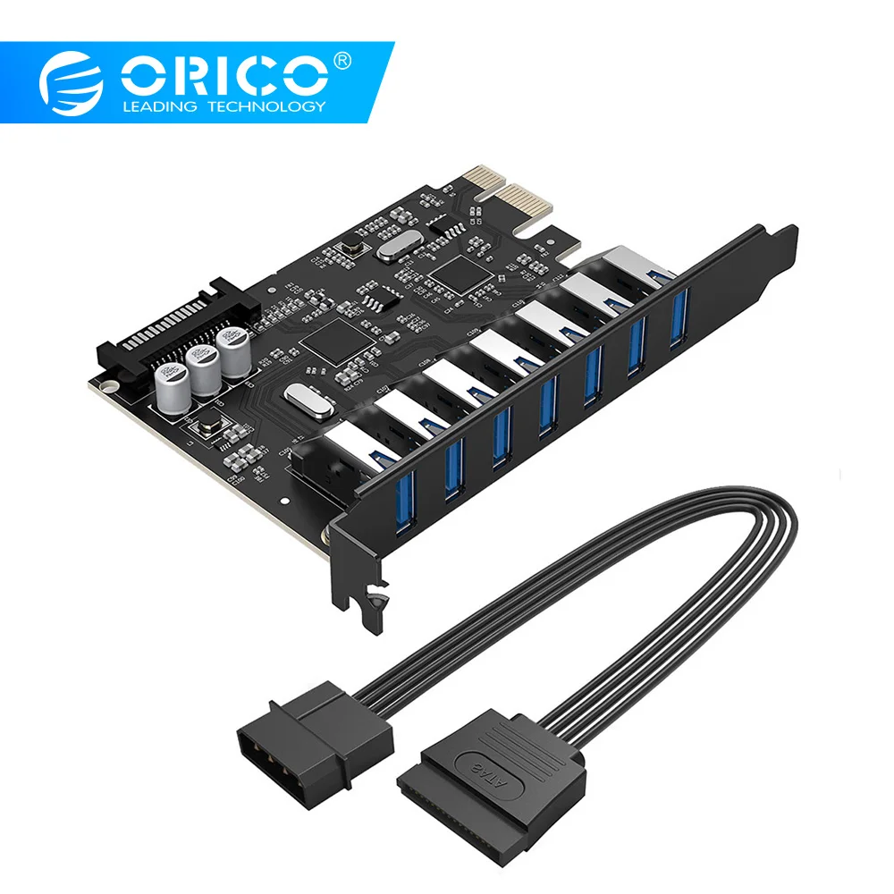 

ORICO PVU3-7U USB3.0 PCI Express Card Adapter PCI-E USB 3.0 HUB Controller Adapter Card For Windows 10 / 8 / 7 / Vista / XP