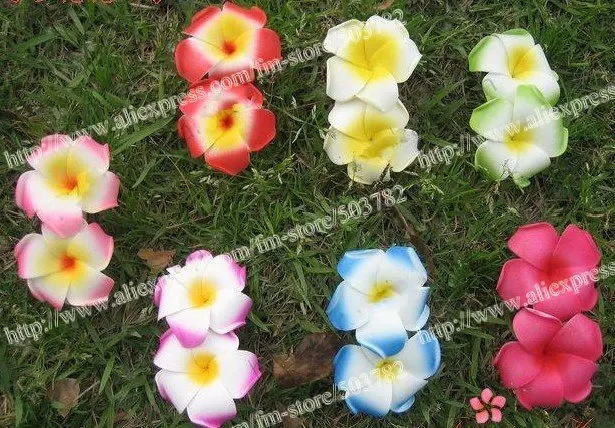 200 шт Гавайский цветок Плюмерия пена расчески цветы разного цвета заколки для волос(три цветка