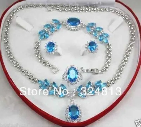 

free shipping>>> Fashion Jewellery Women's Set Zirconia Necklace Earring Ring Bracelet with box