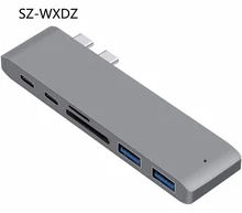 

SZ-WXDZ 6 in 1 Type-C Card Reader&HUB Type C to USB3.0 SD/TF Card solt with USB-C Charger for MacBook Pro 13" and 15" 2016/2017