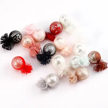 

50 PCS 14mm*22mm Fashion Round Lace Cloth Beads Ball Pendant Connectors For Women Earring Jewelry Making