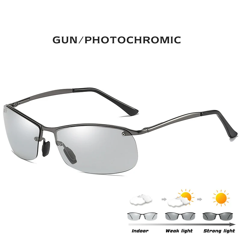 Брендовые фотохромные солнцезащитные очки для мужчин Поляризованные для вождения антибликовые очки Обесцвечивающие солнцезащитные очки для мужчин oculos de sol masculino - Цвет линз: Gun frame