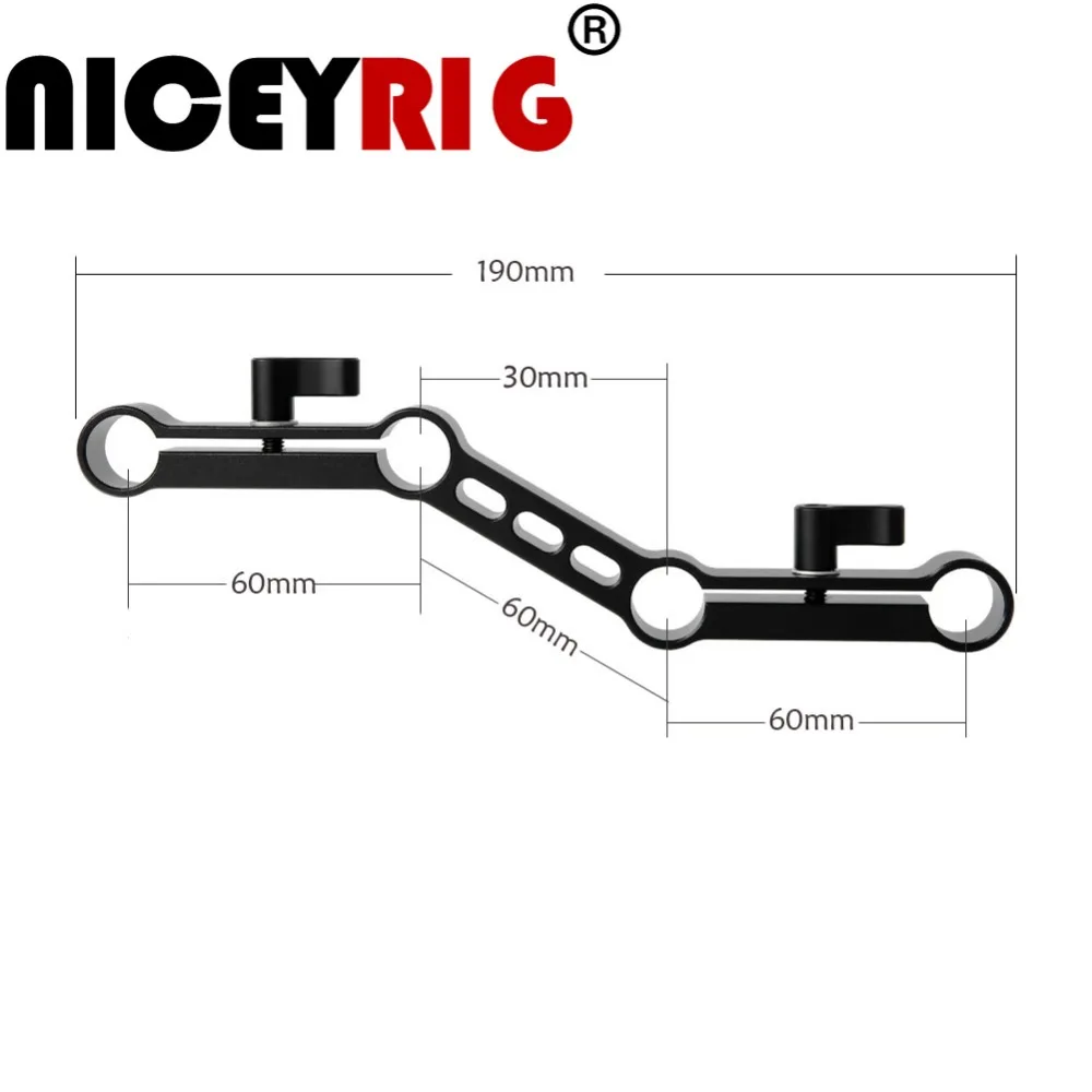 Niceyrig-alavanca de Trilho Ajustável 15 mm em Formato de z Elevada para Hastes 15 mm Equipamento de Vídeo Dslr Suporte de Ombro para Câmera Dslr