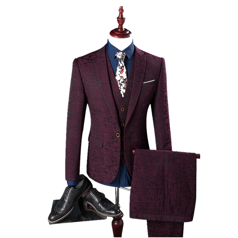 Новое поступление 2017 года мужской бутик сезонов костюмы из трех частей винно
