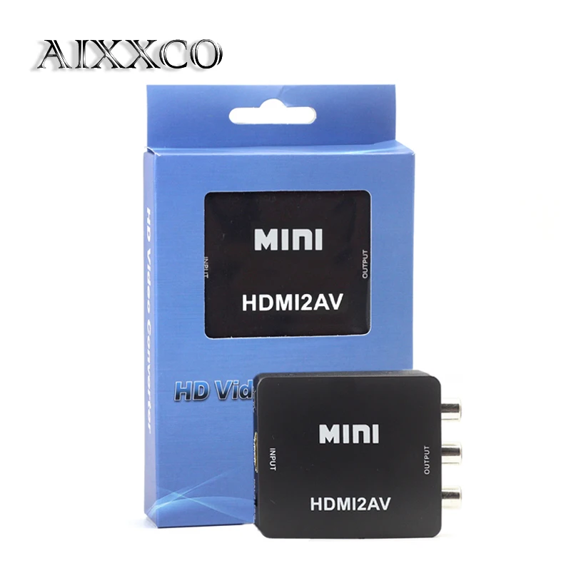 AIXXCO HD 1080P HDMI для AV/RCA CVBS адаптер мини HDMI2AV видео конвертер коробка для HD ТВ PS3 компьютер ПК видеомагнитофон NTSC