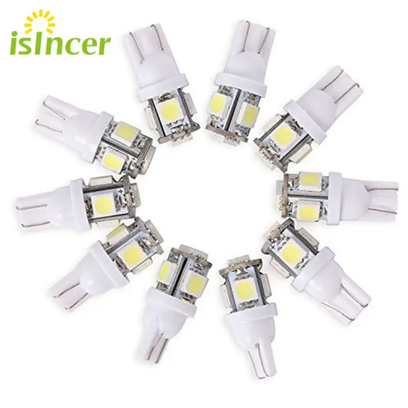 20x T10 5050 W5W 5 SMD 194 168 светодиодный Белый Автомобильный боковой клиновидный задний светильник лампа 12v светодиодная лампочка освещения приборов клиновидный автомобильный светильник лампа