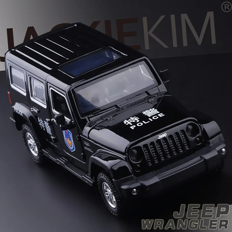 

High Simulation Exquisite Collection Baby Toys: CaiPo Car Styling Jeep Wrangler Police CCar 1:32 Alloy SUV Car Model Best Gifts
