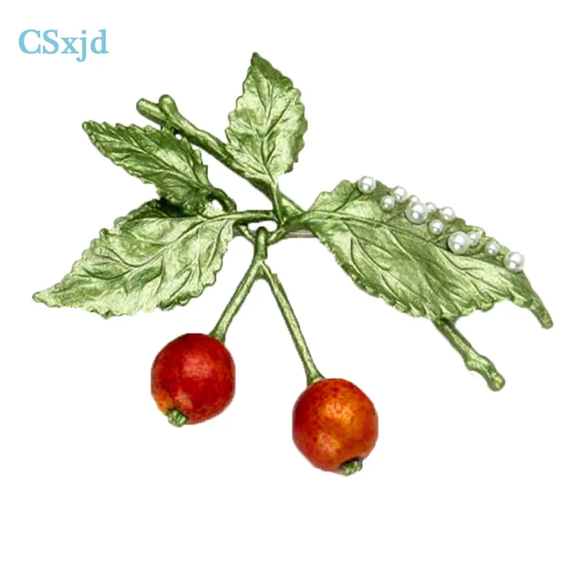 

CSxjd Vintage Flowers Green Paint Begonia Fruit Flowers Simple Fashion Brooch pin Scarf Jewelry Brooch