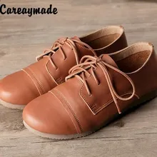 Careaymade-Лидер продаж; новые весенние белые туфли; обувь из натуральной кожи с верхним слоем; удобная обувь ручной работы с мягкой подошвой для отдыха