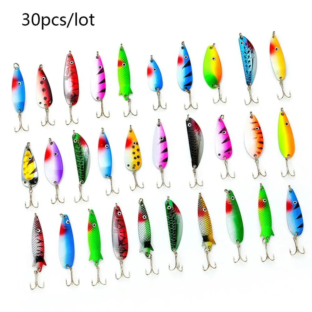 30pcs Trout Spoon Metal Fishing Lures 5-8g Spinner Baits Bass Tackle Hook 6cm Drop Shipping