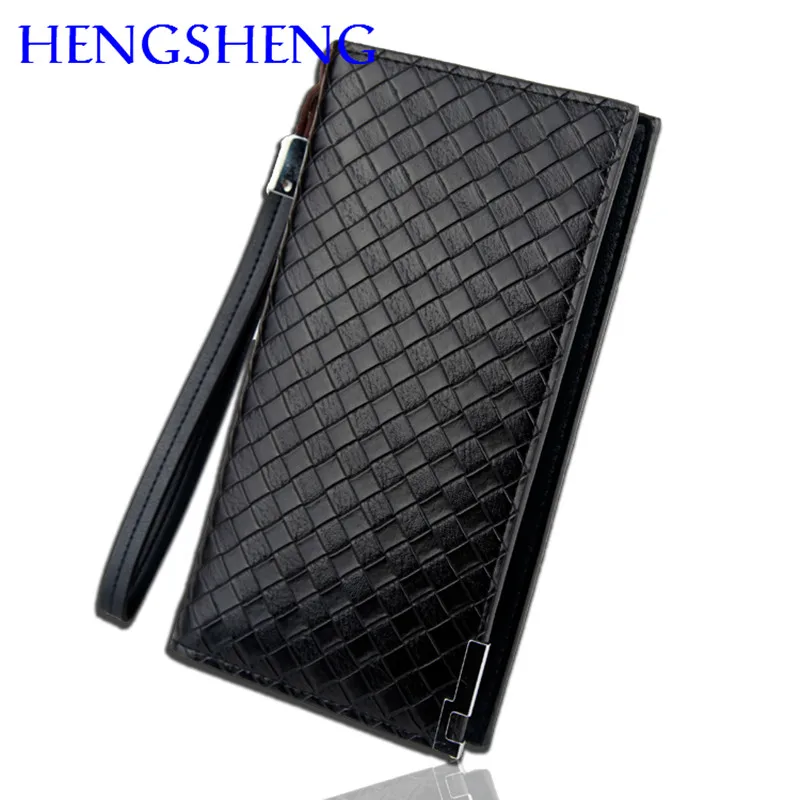 Free shipping HENGSHENG luxury coffee font b leather b font men wallet of zipper men font