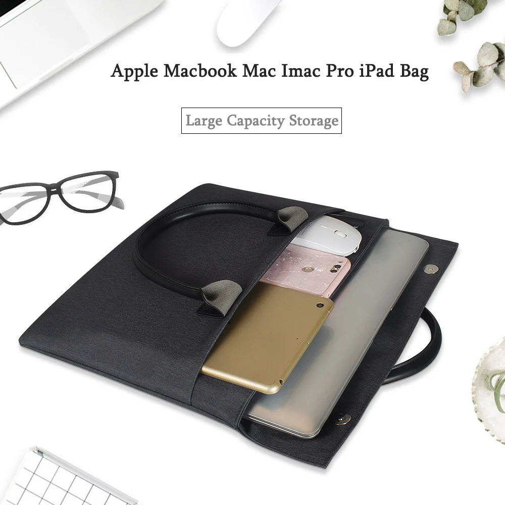 

Black Classic Style Business Laptop Liner Bag For Apple Macbook Mac Imac Pro Waterproof Nylon Matte Bag For iPad 15.6 Inch Bag