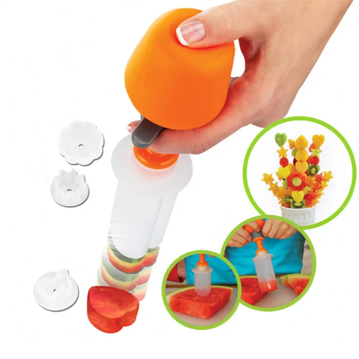 

Creative DIY Fruit and VegetCreative DIY Plastic Presse Fruit Cutter Slicer Veggie Food Decorator Kitchen Gadgets Cooking Tools