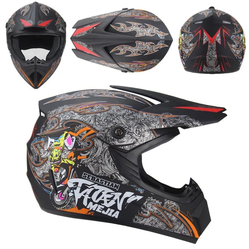 Moto rcycle ATV шлем Мужской Мото шлем высшего качества casco capacete moto cross off road moto cross Racing Шлем DH MTB DOT - Color: Matte Black 4