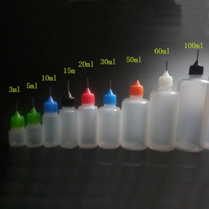 200pcs 10ml PE Empty E liquid Needle Bottle Plastic Dropper Bottles With Screw Metal Needle Caps for Vape E juice