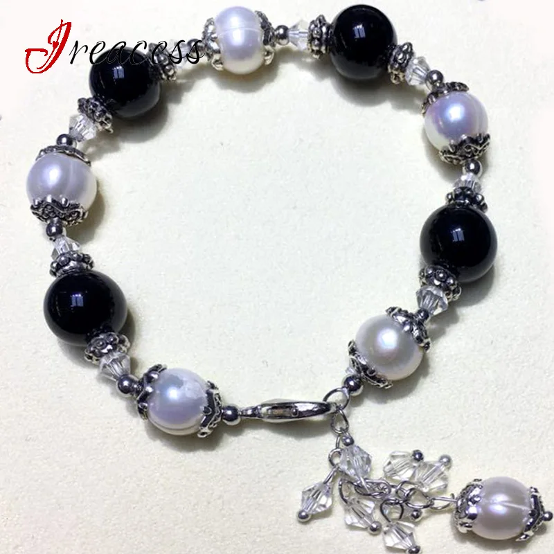 

New Real Natural Freshwater Pearl Bracelets For Women 100% Pearl Bead Stone Sterling Silver Bracelets & Bangles women's Jewelry