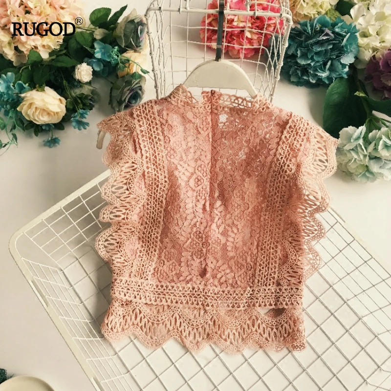 RUGOD элегантный выдалбливают Модные женские туфли топики женские топы корректирующие V образным вырезом кружево лоскутное повседневное летн