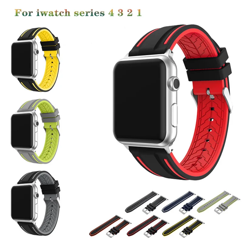 Силиконовый спортивный браслет для наручных часов apple watch ремешок 42/38/40/44 мм Смарт