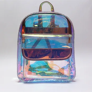 

Transparent Backpacks Teenagers Student Hologram Bags Fashion Laser Cool Mini Backpack Women Shoulder Bag Waterproof Schoolbag