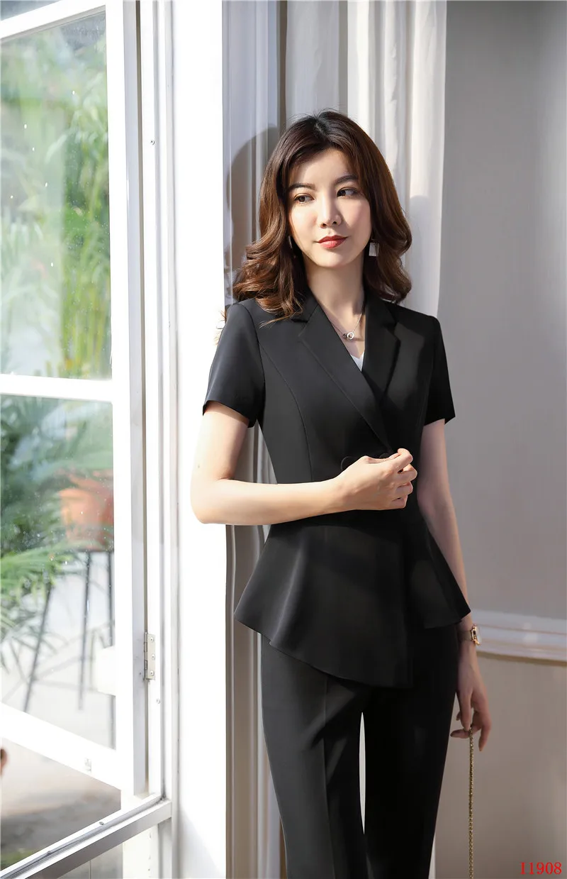 Женская официальный офисный стиль брюки костюмы для женщин Деловые костюмы черный блейзер и куртка наборы Рабочая одежда OL стили