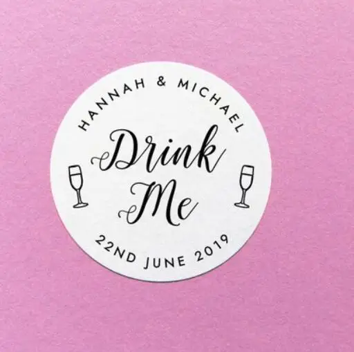 personalize Drink Me Wedding gift Stickers Seals food favor shot glass