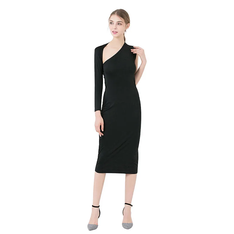 

2019 Spring And Summer Women Bodycon Dress Single-sleeve Backless Slim Women Sexy Evening Party Dress Vestidos D410