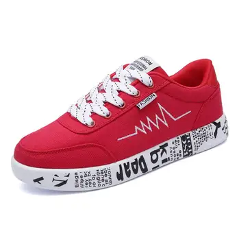 

2018 Fashion Women Vulcanized Shoes Sneakers Ladies Lace-up Casual Shoes Breathable Walking Canvas Shoes Graffiti Flat