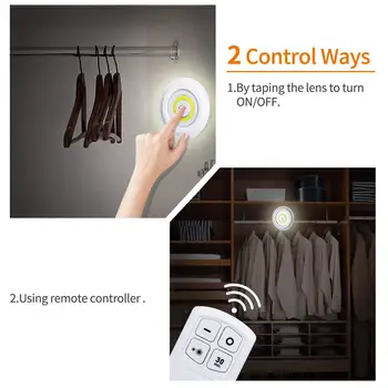 

LED Wireless 3W Cabinet Lights Remote Control Battery Powered Touch Night Lamp Under Kitchen Wardrobe Bedroom Closet Lighting