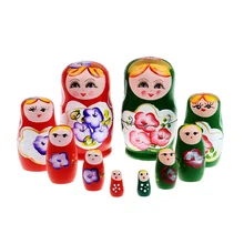 Baby Wooden Toys 5pcs Matryoshka Doll Set Russian Nesting Babushka Matryoshka Hand Paint Crafts Souvenir Toys for Children Girls