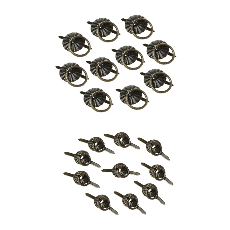 

10pcs Green Bronze Color Ring Pin Handle Drawer Cabinet Desk Pull Knob Furniture