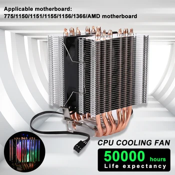 

LANSHUO 90mm Cooling Fans LED Colorful Lights Copper Aluminum Alloy 2/4/6 Heat Pipe High Wind Mute Fan with Grease for AMD