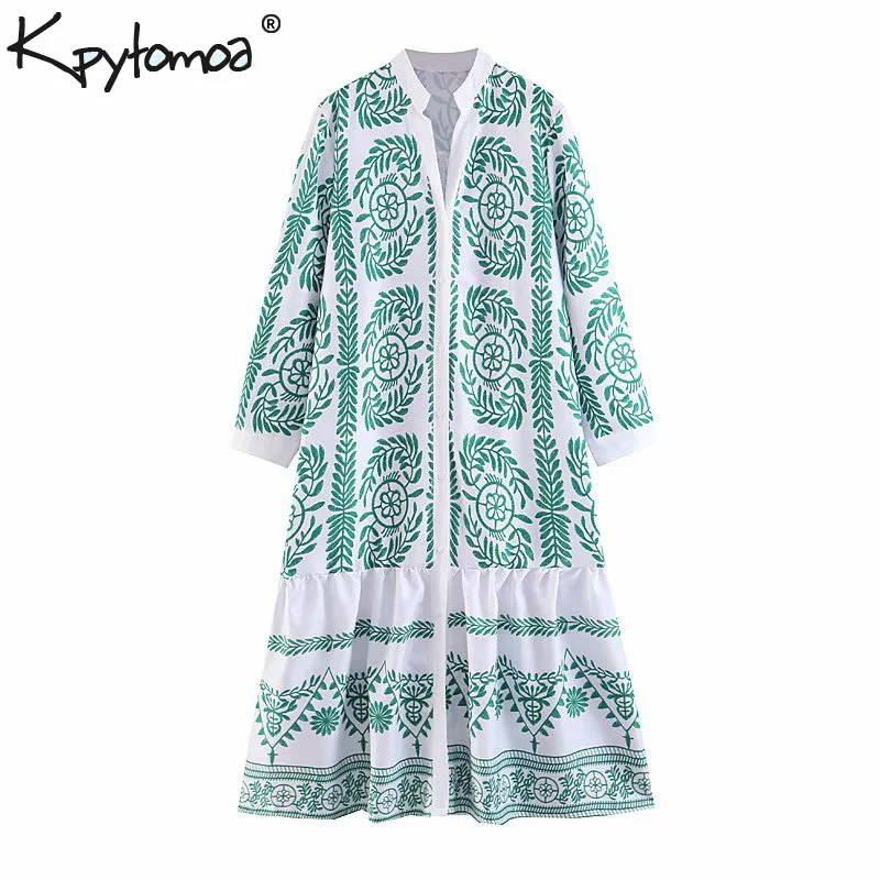 

Vintage Chic Floral Print Pleated Midi Dress Women 2019 Fashion V Neck Long Sleeve Buttons Ladies Dresses Casual Vestidos Mujer