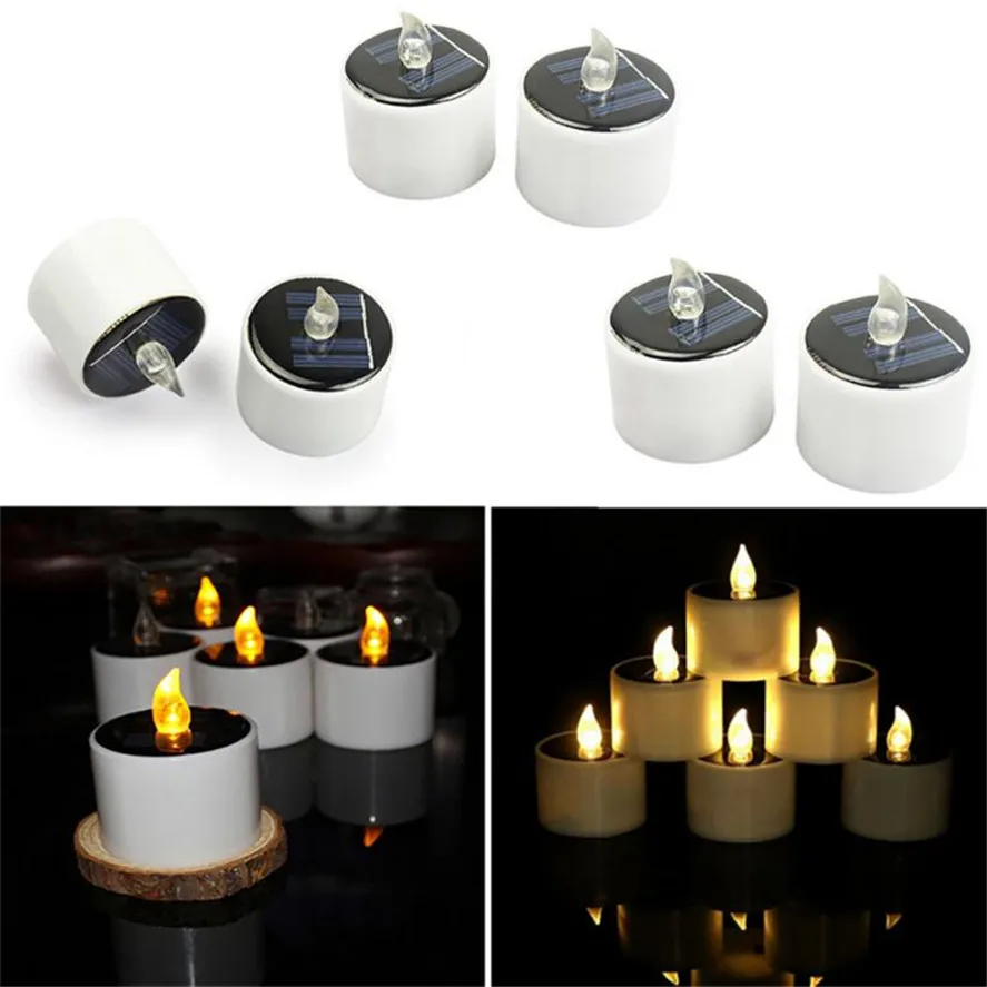 Solar Powered LED Flameless Candle For Wedding Decoration 6Pcs LED